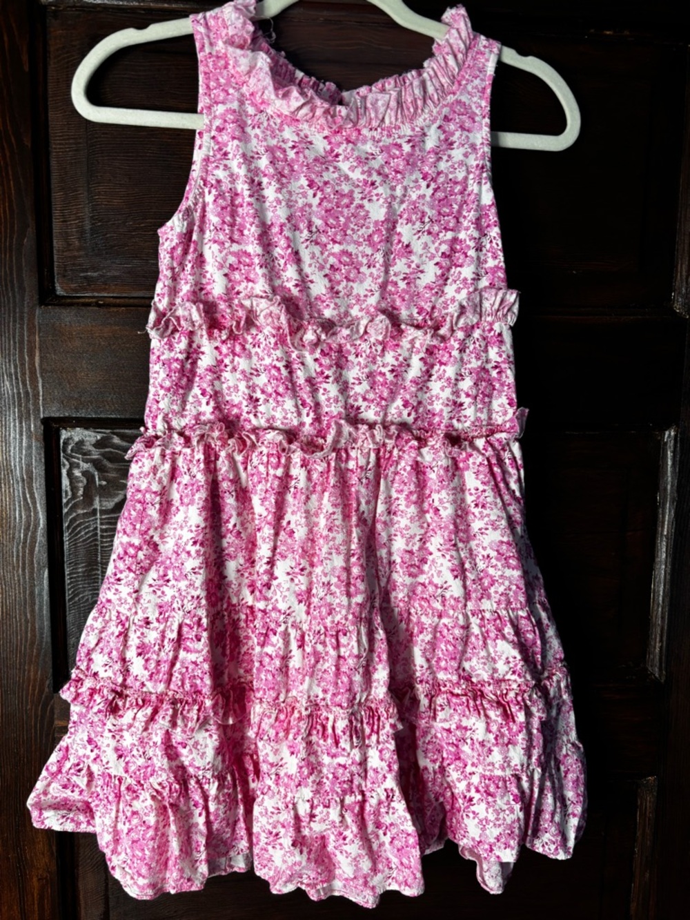 LoveShackFancy Pink Floral Tiered Ruffle Sprague Dress Girl’s size 12 years